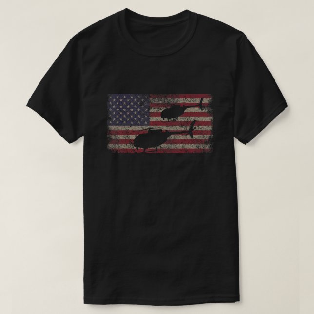 Camiseta Helicóptero MH-6 para aves bandera estadounidense (Diseño del anverso)