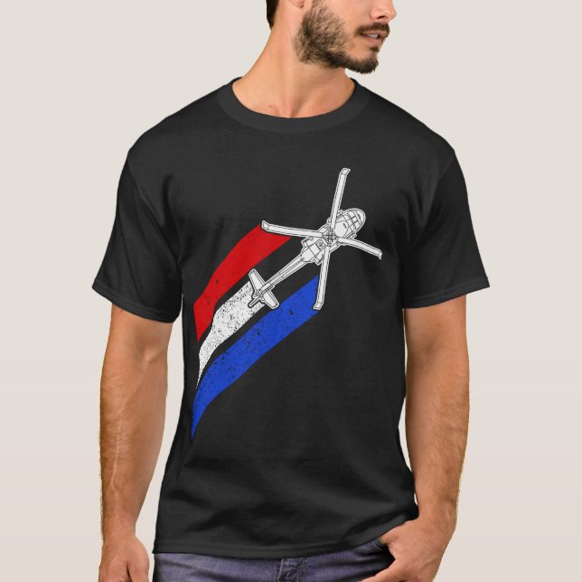 Camiseta Helicóptero militar con bandera estadounidense de  (Anverso)