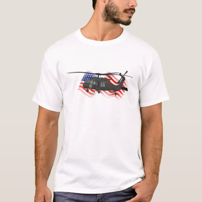 Camiseta Helicóptero militar patriótico (Anverso)