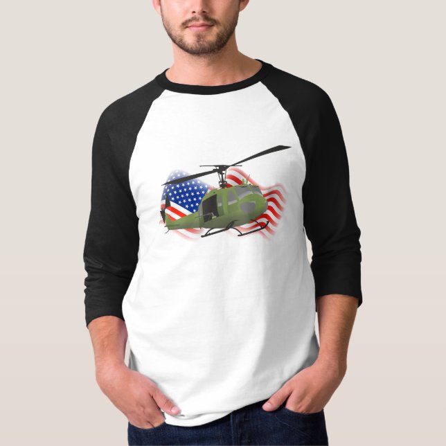 Camiseta Helicóptero militar patriótico de Huey (Anverso)
