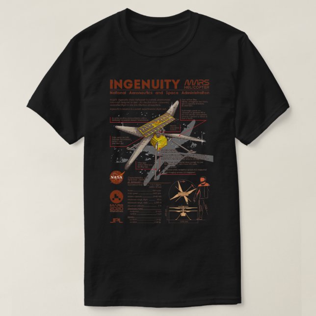 Camiseta Helicóptero Nasax27s Ingenuity (Diseño del anverso)
