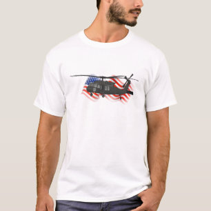 Camiseta Helicóptero negro patriótico de los militares de
