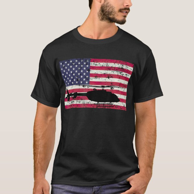 Camiseta Helicóptero Patriotic Bell 407 Bandera estadounide (Anverso)