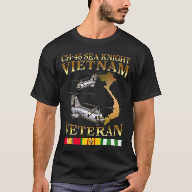 Camiseta Helicóptero Sea Knight Ch-46, veterano de guerra d (Anverso)