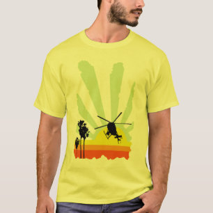 Camiseta Helicóptero y puesta del sol