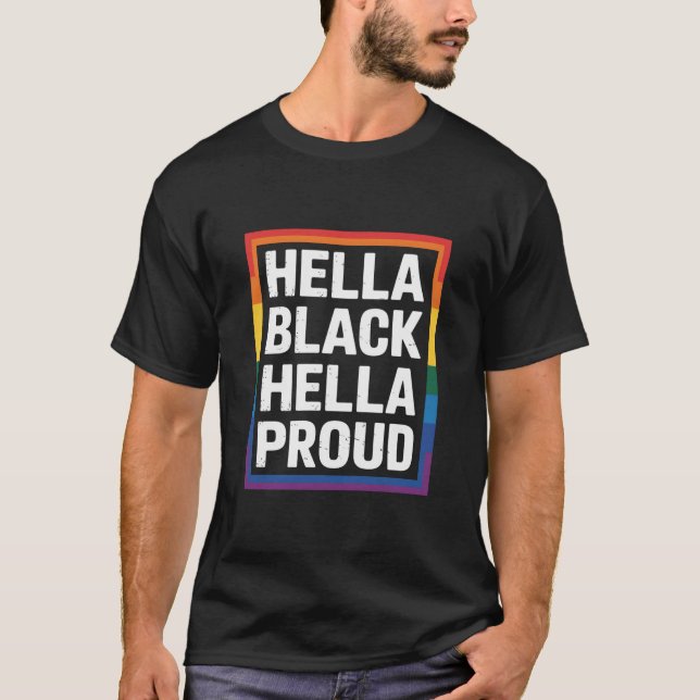 Camiseta Hella Black Hella Orgulloso Orgullo gay africano-a (Anverso)