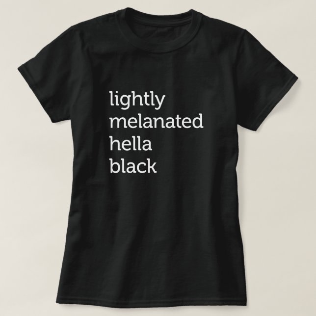 Camiseta Hella negra ligeramente melanada, afroamericana (Diseño del anverso)