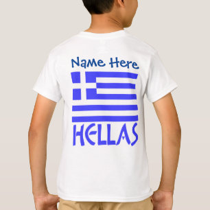 Camiseta Hellas y Bandera Griega Azul Personalización Niños