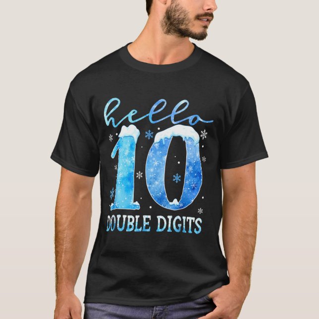 Camiseta Hello 10 Double Digits Snowflakes Winter Christmas (Anverso)