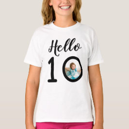 Camiseta Hello 10 Personalized Photo 10th Birthday Kids’