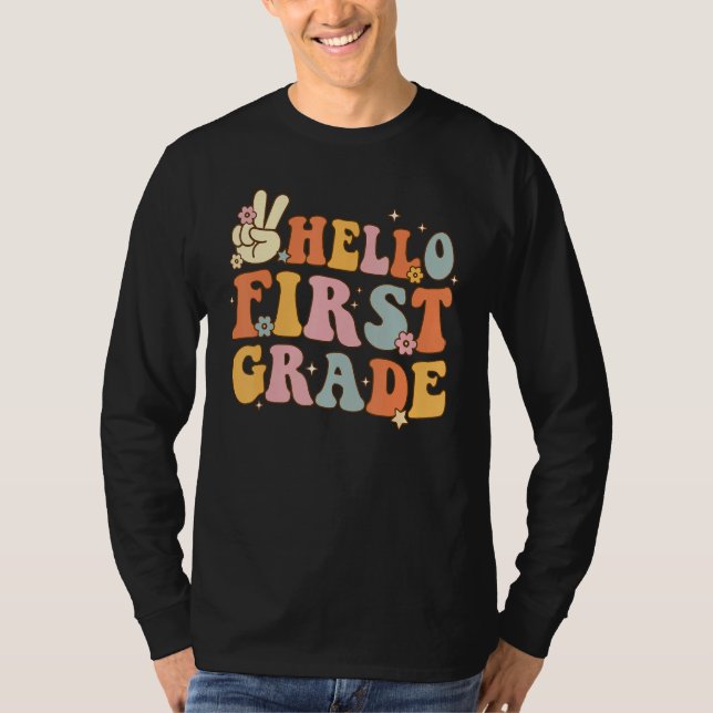 Camiseta Hello 1st First Grade First Day Back To School Gro (Anverso)