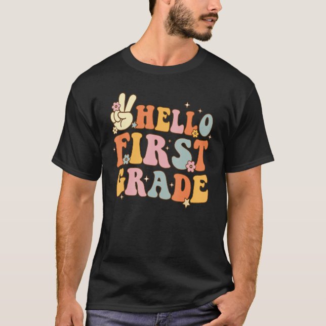 Camiseta Hello 1st First Grade First Day Back To School Gro (Anverso)