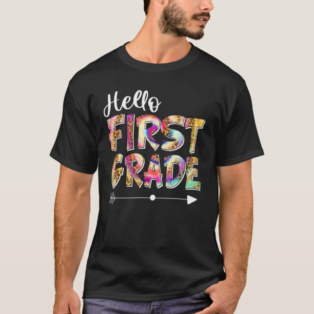Camiseta Hello 1st Grade Teacher Students Leopard Back To S (Anverso)