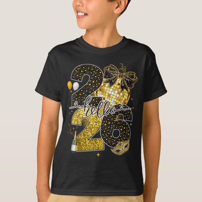 Camiseta Hello 2026 Happy New Year Disco Ball Nye Countdown (Anverso)