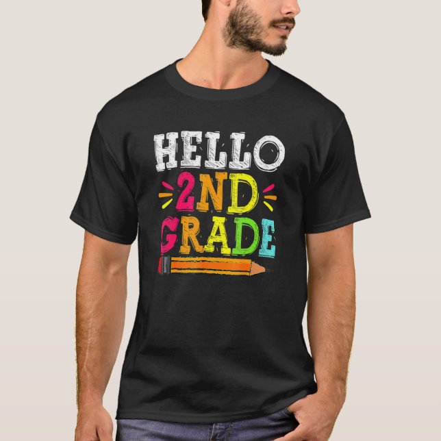Camiseta Hello 2nd Grade Back To School  For Students Teach (Anverso)