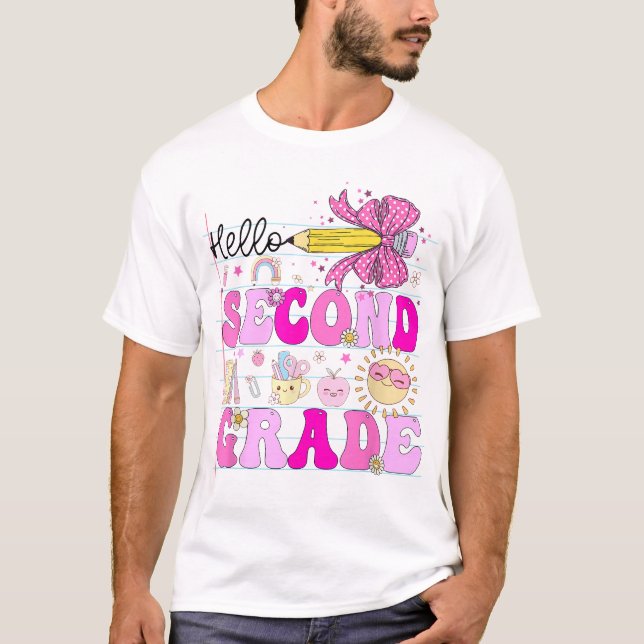 Camiseta Hello 2Nd Grade Back To School Pencil Coquette  (Anverso)