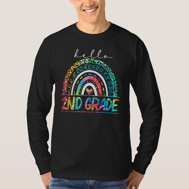 Camiseta Hello 2nd grade Rainbow teacher team Second grade  (Anverso)