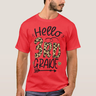 Camiseta Hello 3rd Grade Leopard Teacher Students Back To S