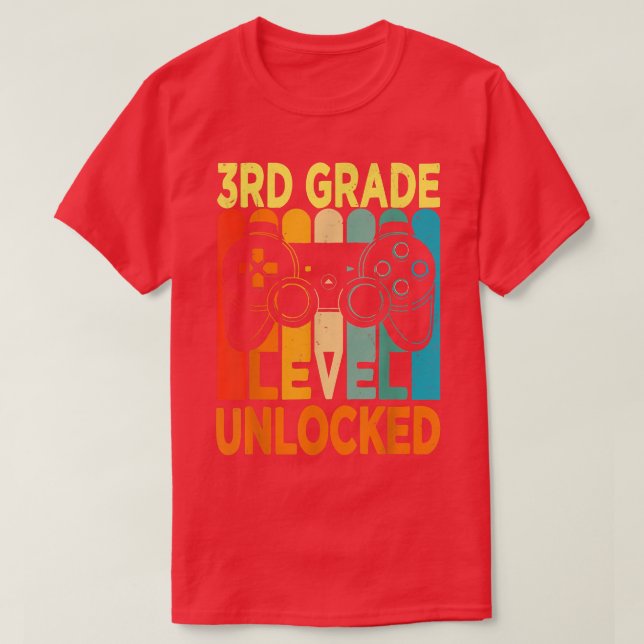 Camiseta Hello 3rd Grade Level Unlocked Video Game Back to  (Diseño del anverso)