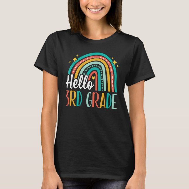 Camiseta Hello 3rd Grade Rainbow for Teachers Girls Kids Fi (Anverso)