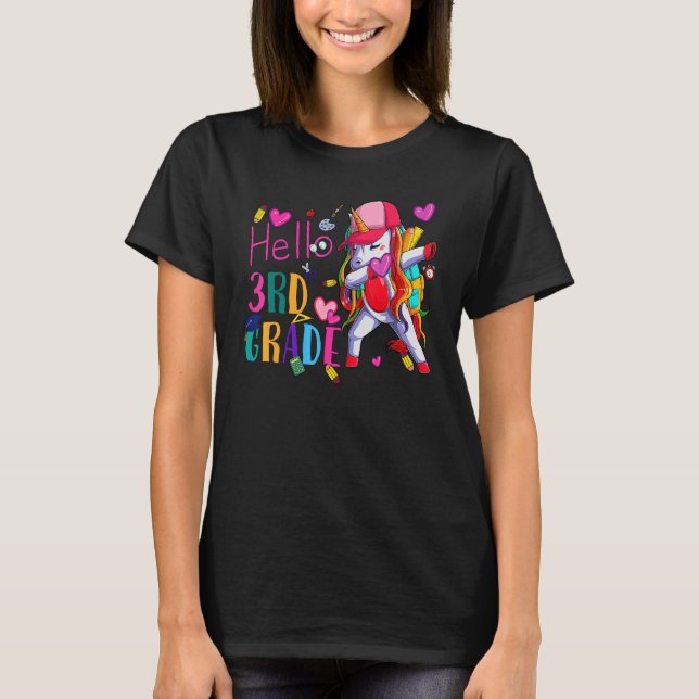 Camiseta Hello 3rd Grade Rainbow Teachers Kids Back to Scho (Anverso)