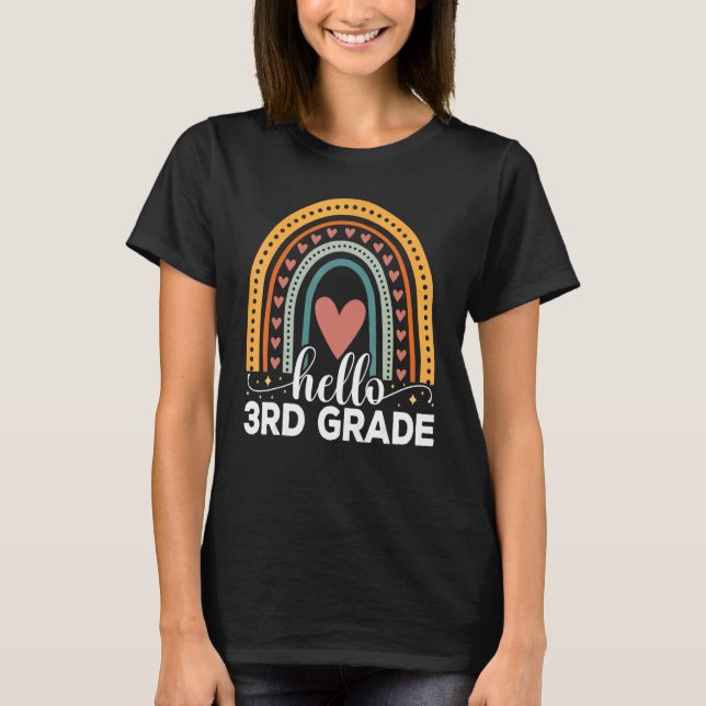Camiseta Hello 3rd Grade Rainbow Teachers Kids Back to Scho (Anverso)