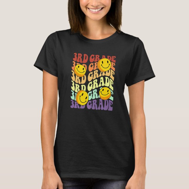Camiseta hello 3rd third grade teacher Back To School Retro (Anverso)