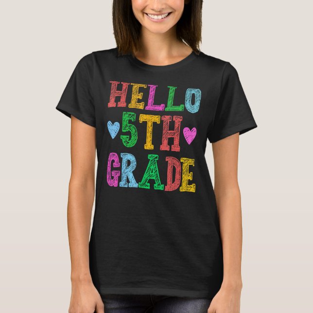 Camiseta Hello 5th Grade Leopard Squad Back To School Teach (Anverso)