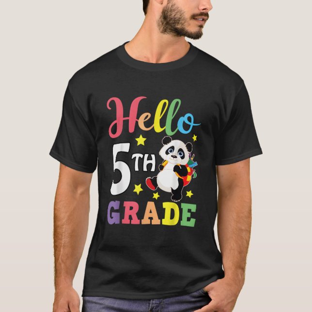 Camiseta Hello 5Th Grade Panda Back To School Student (Anverso)