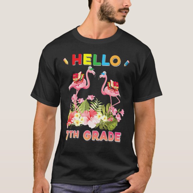 Camiseta Hello 7th Grade Flamingo Back To School Teacher Ki (Anverso)