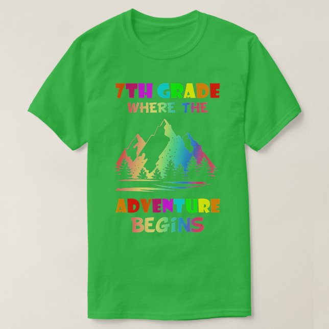 Camiseta Hello 7th Grade Where the Adventure Begins Back to (Diseño del anverso)