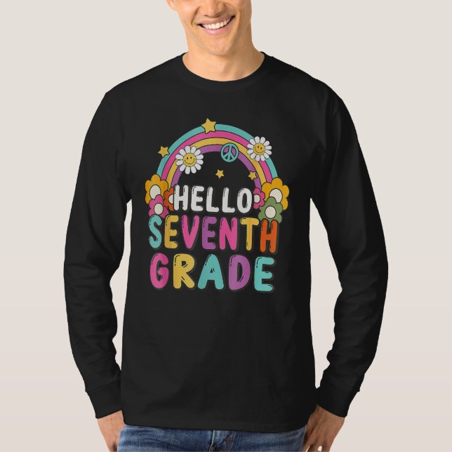 Camiseta Hello 7th Seventh Grade Rainbow For Teachers Stude (Anverso)