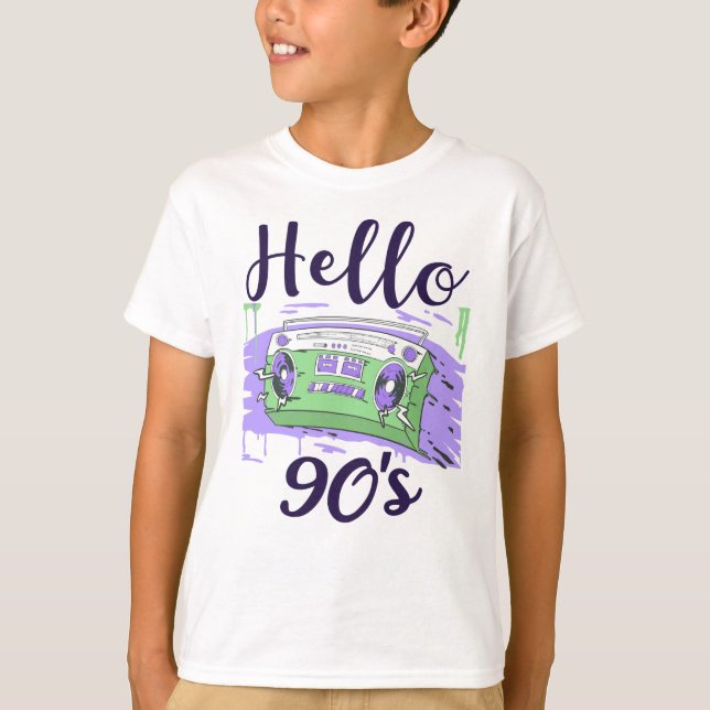 Camiseta Hello 90s radio cassette recorder (Anverso)