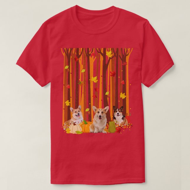 Camiseta Hello Autumn Corgi Maple Leaf Fall Pumpkin Mens Wo (Diseño del anverso)