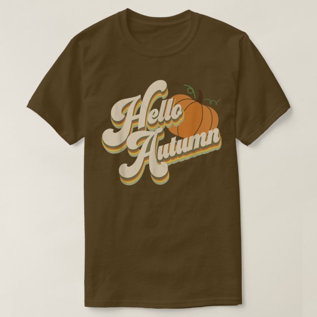 Camiseta Hello Autumn Pumpkin Fall Cute Fun Retro  (Diseño del anverso)