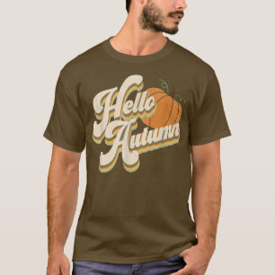 Camiseta Hello Autumn Pumpkin Fall Cute Fun Retro 