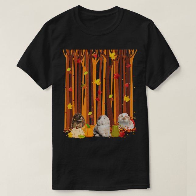 Camiseta Hello Autumn Rabbit Maple Leaf Fall Pumpkin Mens W (Diseño del anverso)