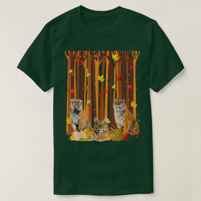 Camiseta Hello Autumn Tiger Maple Leaf Fall Pumpkin Mens Wo (Diseño del anverso)