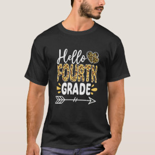 Camiseta Hello Cuarto Grado Leopard Back To School First Da