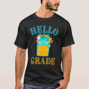Camiseta Hello Décimo Grado De Vuelta A La Escuela Primera 