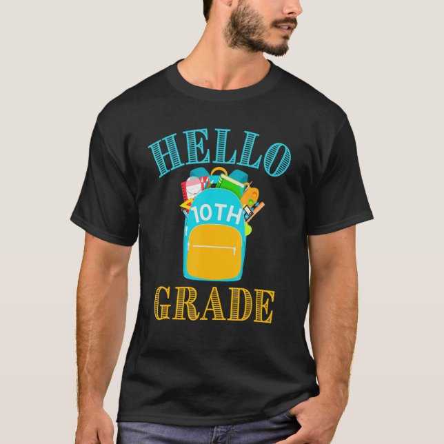 Camiseta Hello Décimo Grado De Vuelta A La Escuela Primera  (Anverso)