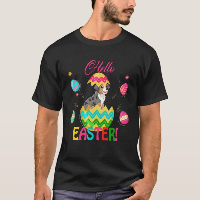 Camiseta Hello Easter Australian Shepherd Inside Chocolate  (Anverso)