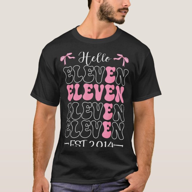 Camiseta Hello Eleven Est 2014 11th Birthday Girl Coquette  (Anverso)