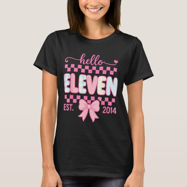 Camiseta Hello Eleven Est 2014 Coquette Bow Happy 11th Birt (Anverso)