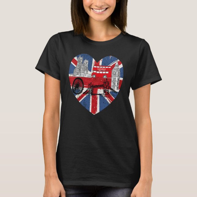 Camiseta Hello England I Love London English Flag Heart Eng (Anverso)