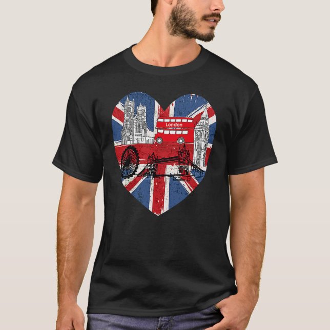 Camiseta Hello England I Love London English Flag Heart Eng (Anverso)