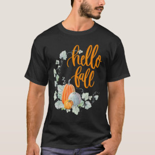 Camiseta Hello Fall, autumn colors leaves, Pumpkins and fal