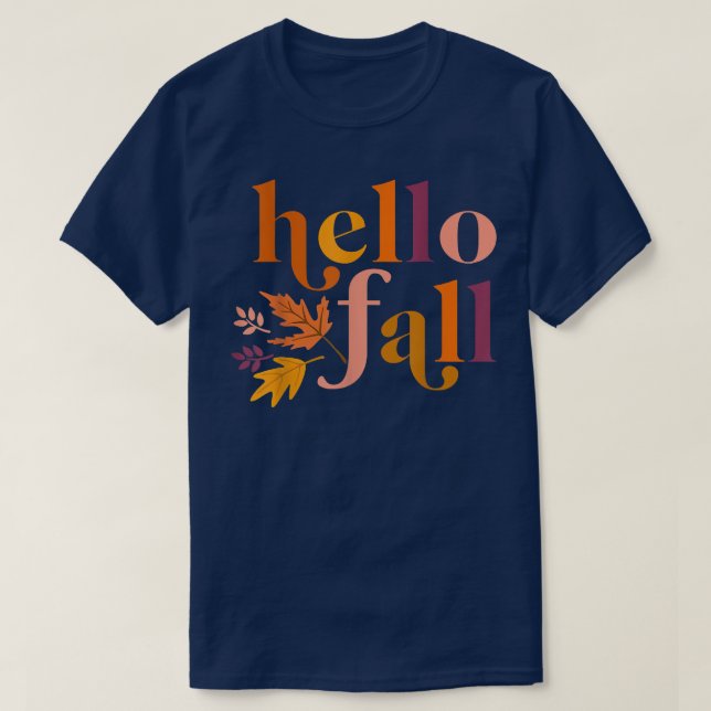 Camiseta Hello Fall Autumn Leaves Maple Leaves Botanic Foli (Diseño del anverso)