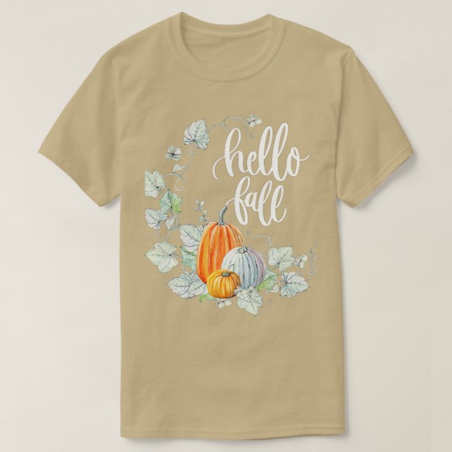 Camiseta Hello Fall Autumn Thanksgiving  (14)  (Diseño del anverso)