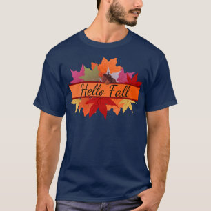 CAMISETA HELLO FALL, AUTUMNAL LEAVES AND ACORNS, THANKSGIVI